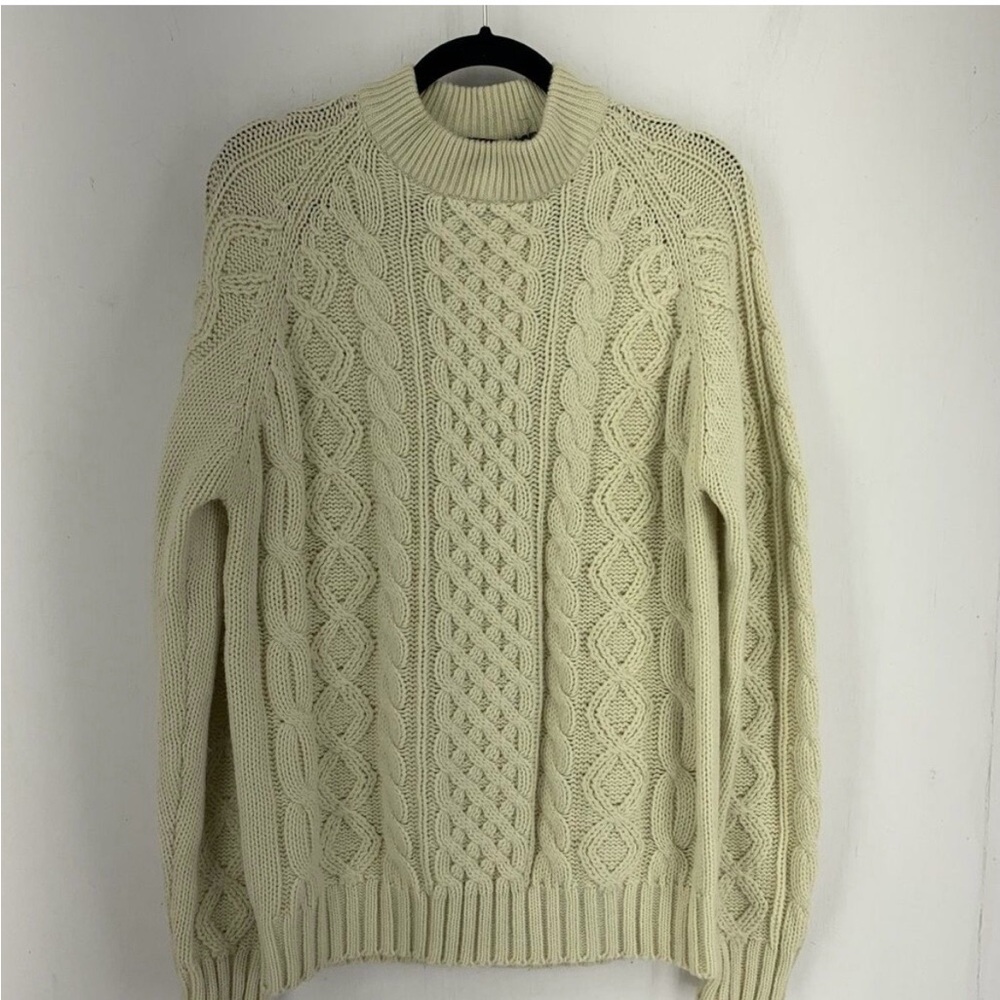 Vintage Cable Knit Mock Neck Sweater  Mens Large Fisherman Grandpa 90’s Gorp